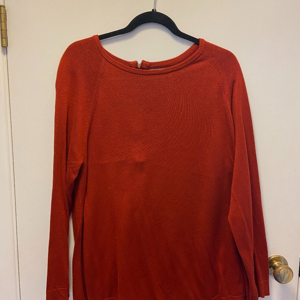 Orange Joan Vass Sweater - Zipper Detail